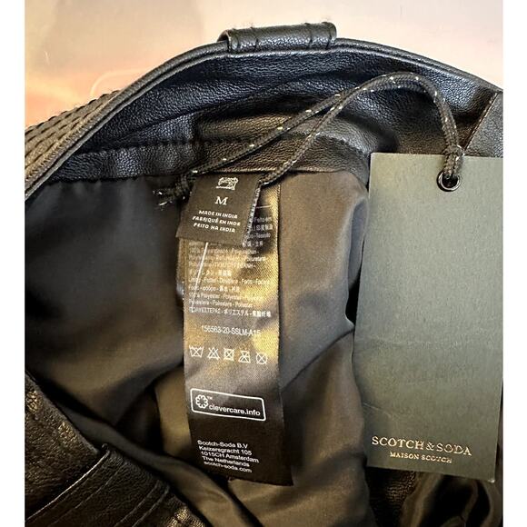 NWT Scotch & Soda Para Dice Black Shorts Faux Leather Heart Eyelet Size Medium - Picture 12 of 13